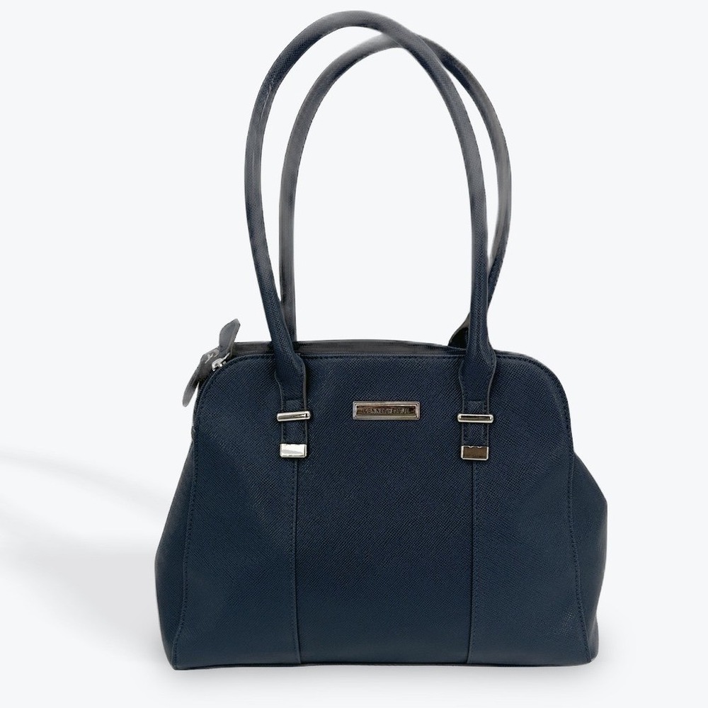 Kenneth Cole Blue Satchel Dome Handbag Purse Work Travel Bag Elegant